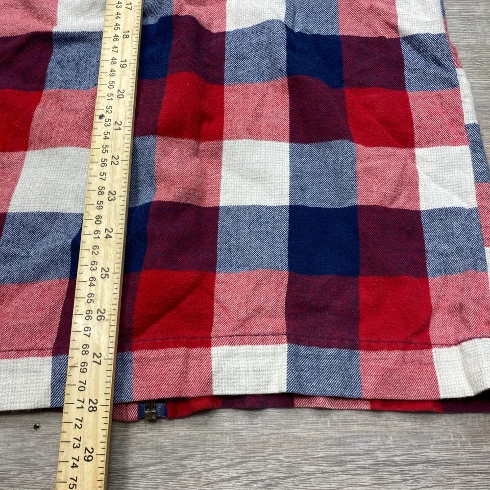 Levi's Zip Up Flannel Shirt Mens L Red Blue Plaid Cotton Long Sleeve Button